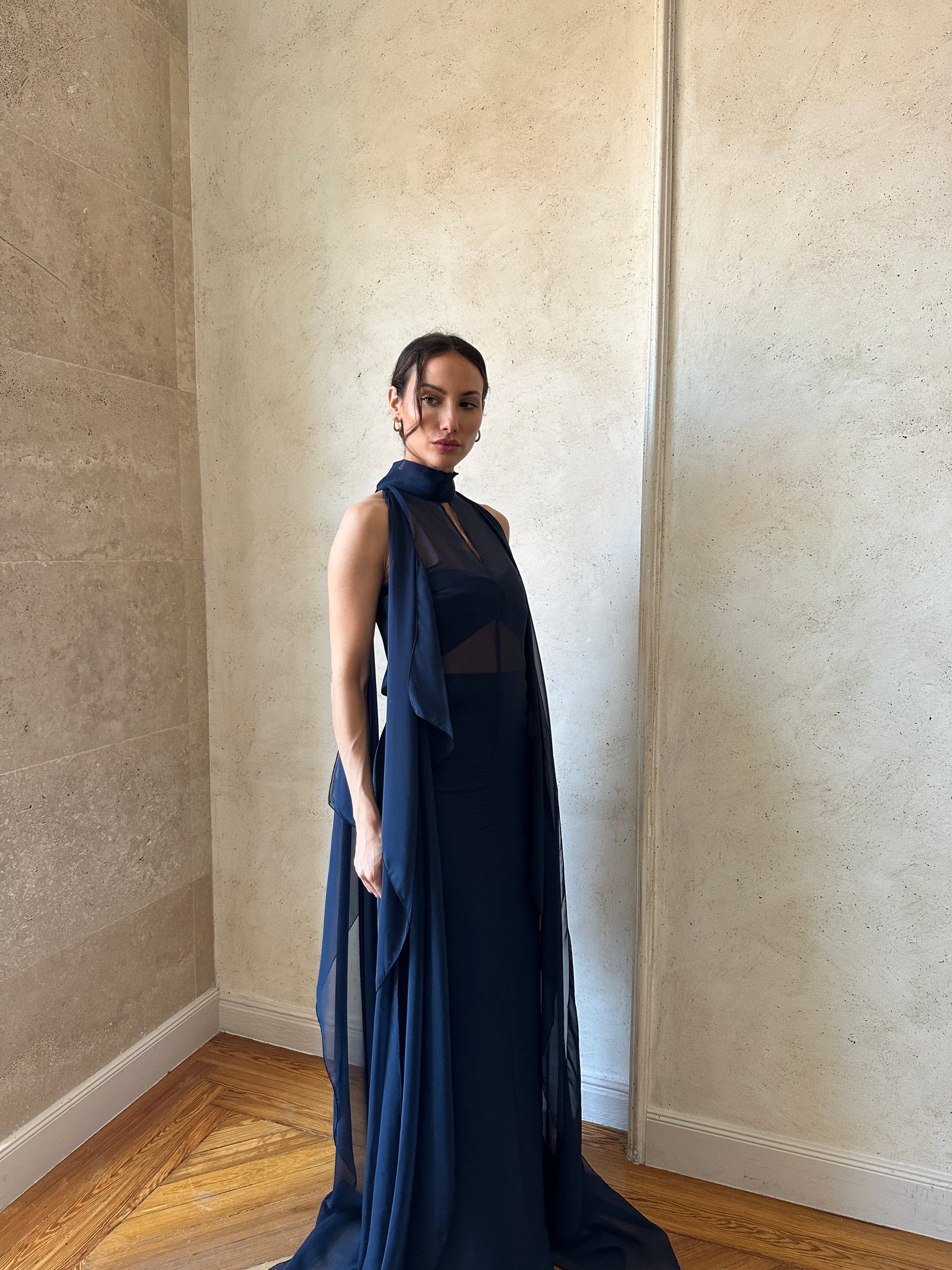VESTIDO CLAUDIA LARGO AZUL
