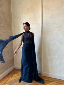 VESTIDO CLAUDIA LARGO AZUL