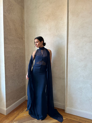 VESTIDO CLAUDIA LARGO AZUL