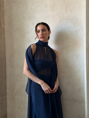 VESTIDO CLAUDIA LARGO AZUL