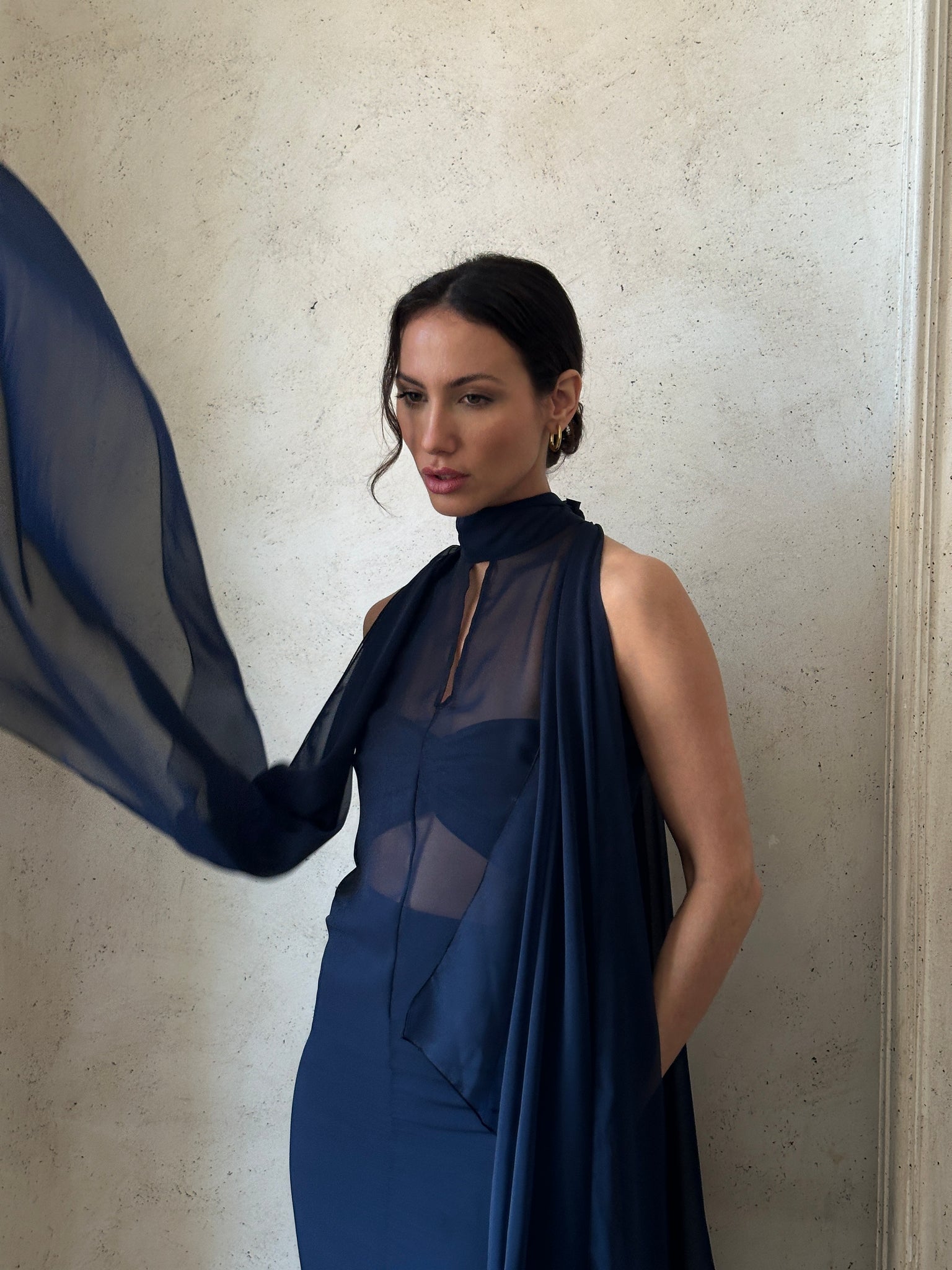 VESTIDO CLAUDIA LARGO AZUL