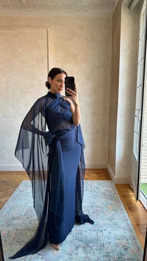 VESTIDO CLAUDIA LARGO AZUL