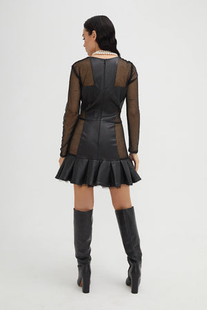 VESTIDO COMBINADO RED VOLANTE DELANTERO - Natalia Però