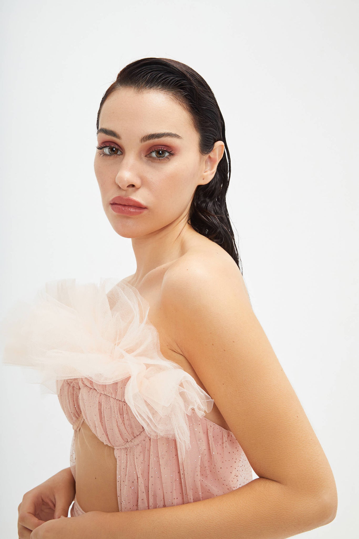 VESTIDO ESCOTE CORAZÓN TUL PURPURINA - Natalia Però