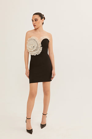 VESTIDO CORTO VOLANTE PLISADO - Natalia Però